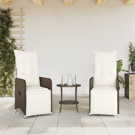 Vidaxl tuinstoelen 2 st verstelbaar met kussens poly rattan bruin