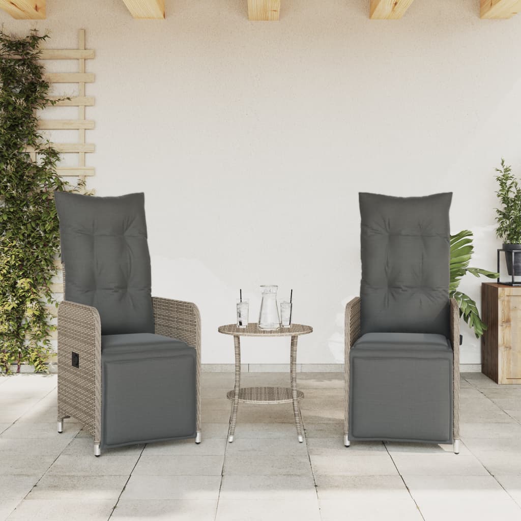 Vidaxl tuinstoelen 2 st verstelbaar met kussens poly rattan grijs