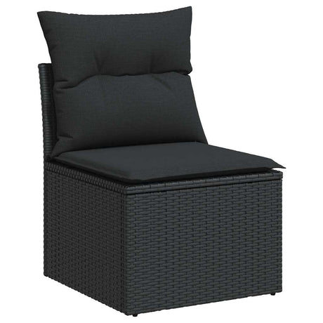 Vidaxl tuinbank zonder armleuningen met kussens zwart poly rattan