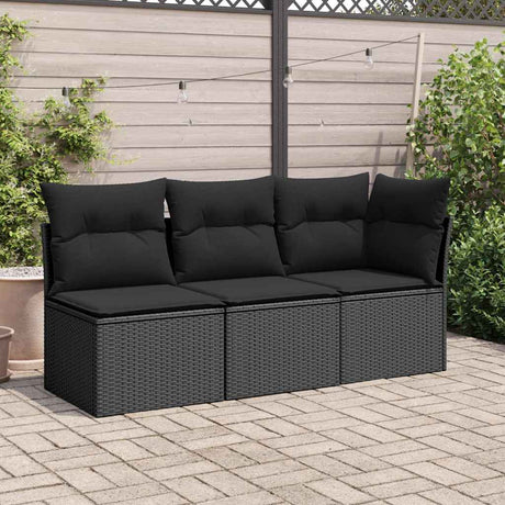 Vidaxl tuinbank zonder armleuningen met kussens zwart poly rattan