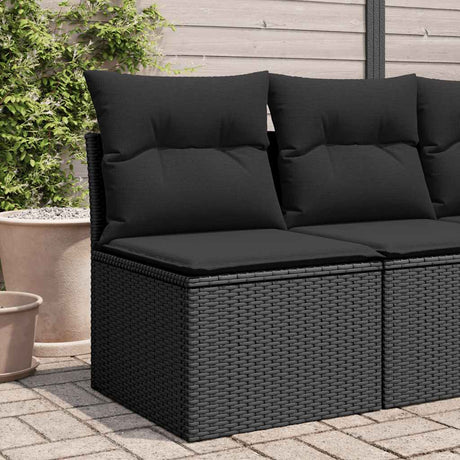 Vidaxl tuinbank zonder armleuningen met kussens zwart poly rattan