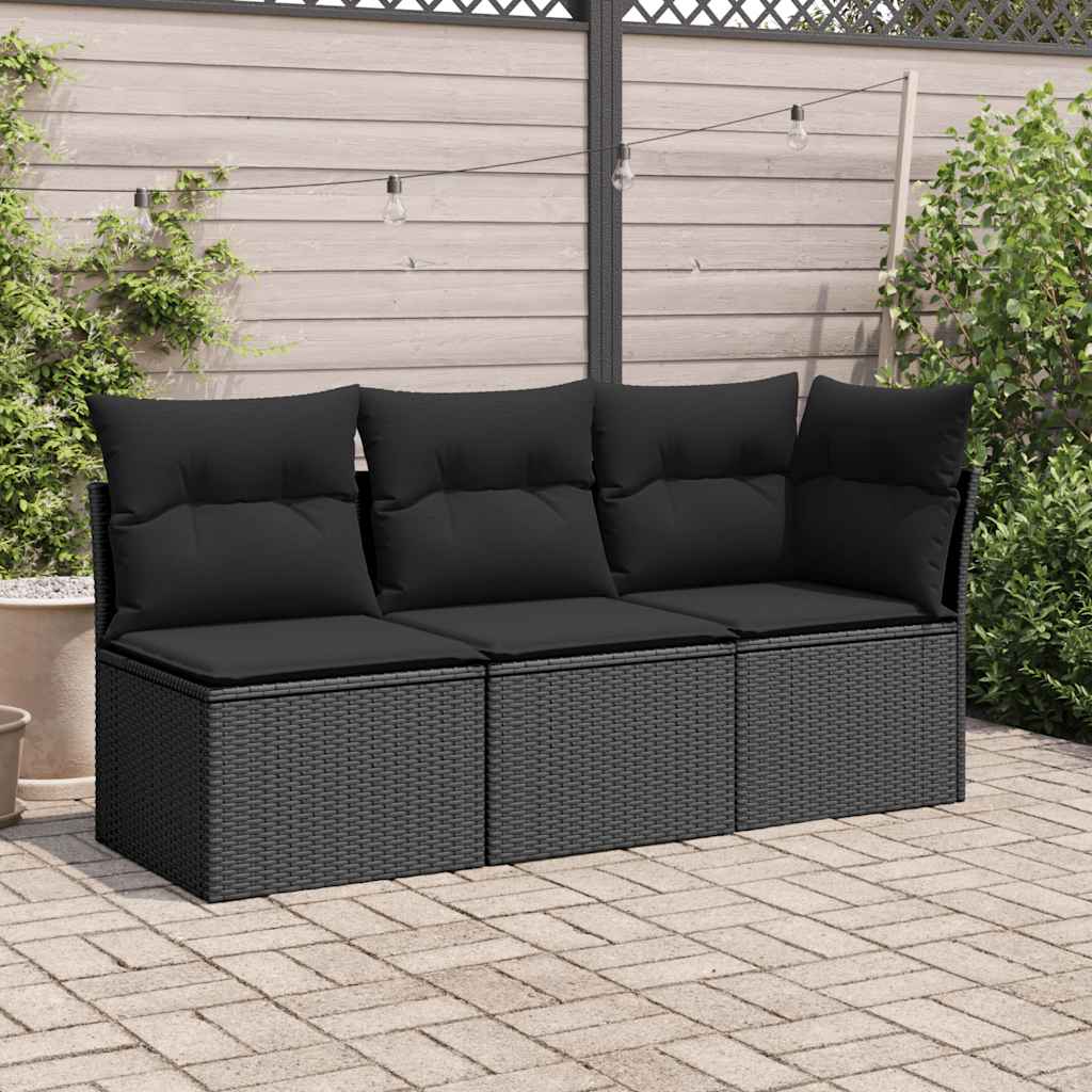 Vidaxl tuinhoekbank met kussens zwart poly rattan