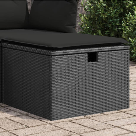 Vidaxl tuinkruk met kussen 55x55x37 cm poly rattan zwart