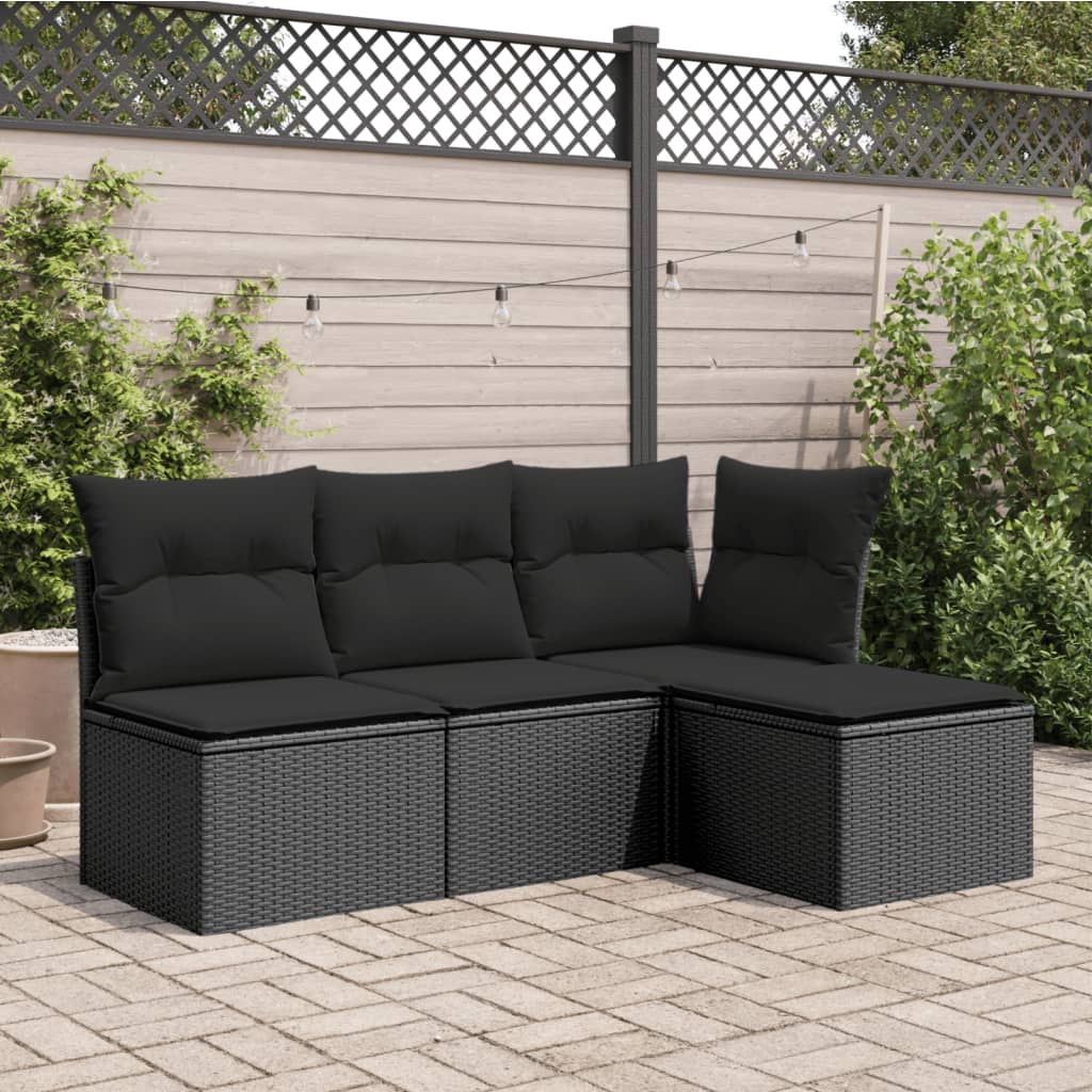 Vidaxl tuinkruk met kussen zwart 55x55x37 cm poly rattan
