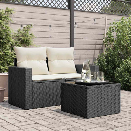 Vidaxl tuintafel met glazen blad zwart 55x55x37 cm poly rattan