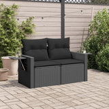 Vidaxl tuinbank 2-zits met kussens poly rattan zwart