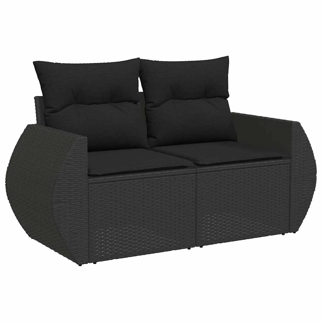 Vidaxl tuinbank 2-zits met kussens poly rattan zwart