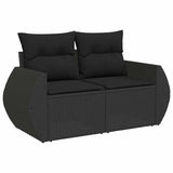 Vidaxl tuinbank 2-zits met kussens poly rattan zwart