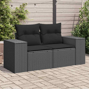 Vidaxl tuinbank met kussens 2-zits zwart poly rattan