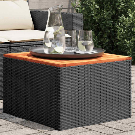 Vidaxl tuintafel zwart 55x55x37 cm poly rattan en acaciahout
