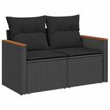 Vidaxl tuinbank met kussens 2-zits zwart poly rattan