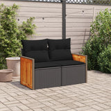 Vidaxl tuinbank 2-zits met kussens poly rattan zwart