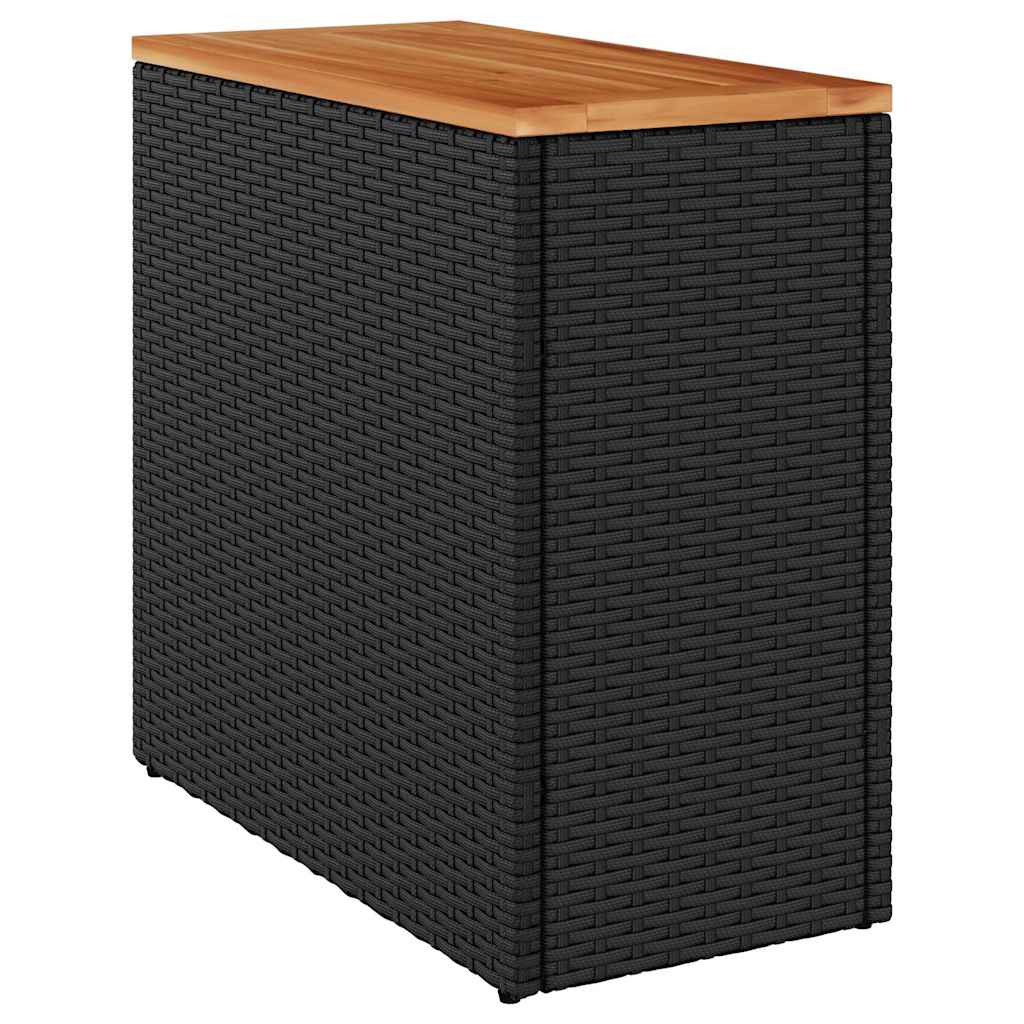 Vidaxl tuintafel met houten blad zwart 58x27,5x55 cm poly rattan