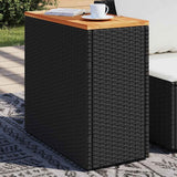 Vidaxl tuintafel met houten blad zwart 58x27,5x55 cm poly rattan
