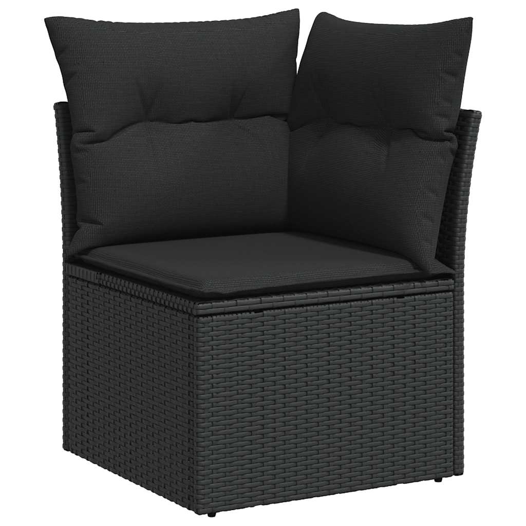 Vidaxl tuinhoekbank met kussens zwart poly rattan
