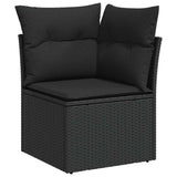 Vidaxl tuinhoekbank met kussens zwart poly rattan