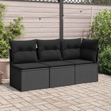 Vidaxl tuinhoekbank met kussens zwart poly rattan