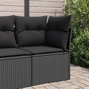 Vidaxl tuinhoekbank met kussens zwart poly rattan