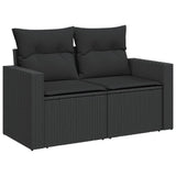 Vidaxl tuinbank met kussens 2-zits zwart poly rattan
