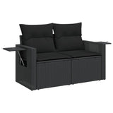 Vidaxl tuinbank 2-zits met kussens poly rattan zwart