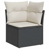Vidaxl tuinhoekbank met kussens poly rattan zwart