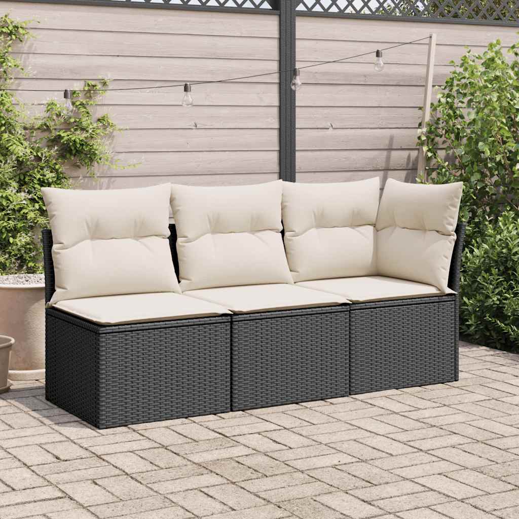 Vidaxl tuinhoekbank met kussens poly rattan zwart