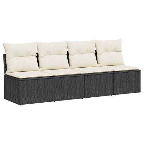 Vidaxl tuinbank 4-zits met kussens poly rattan zwart