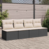 Vidaxl tuinbank 4-zits met kussens poly rattan zwart