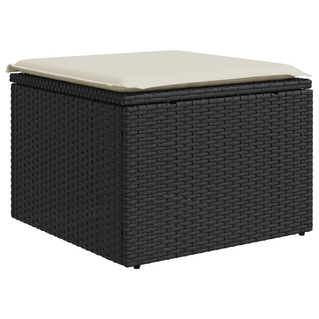 Vidaxl tuinkruk met kussen 55x55x37 cm poly rattan zwart