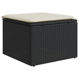 Vidaxl tuinkruk met kussen 55x55x37 cm poly rattan zwart