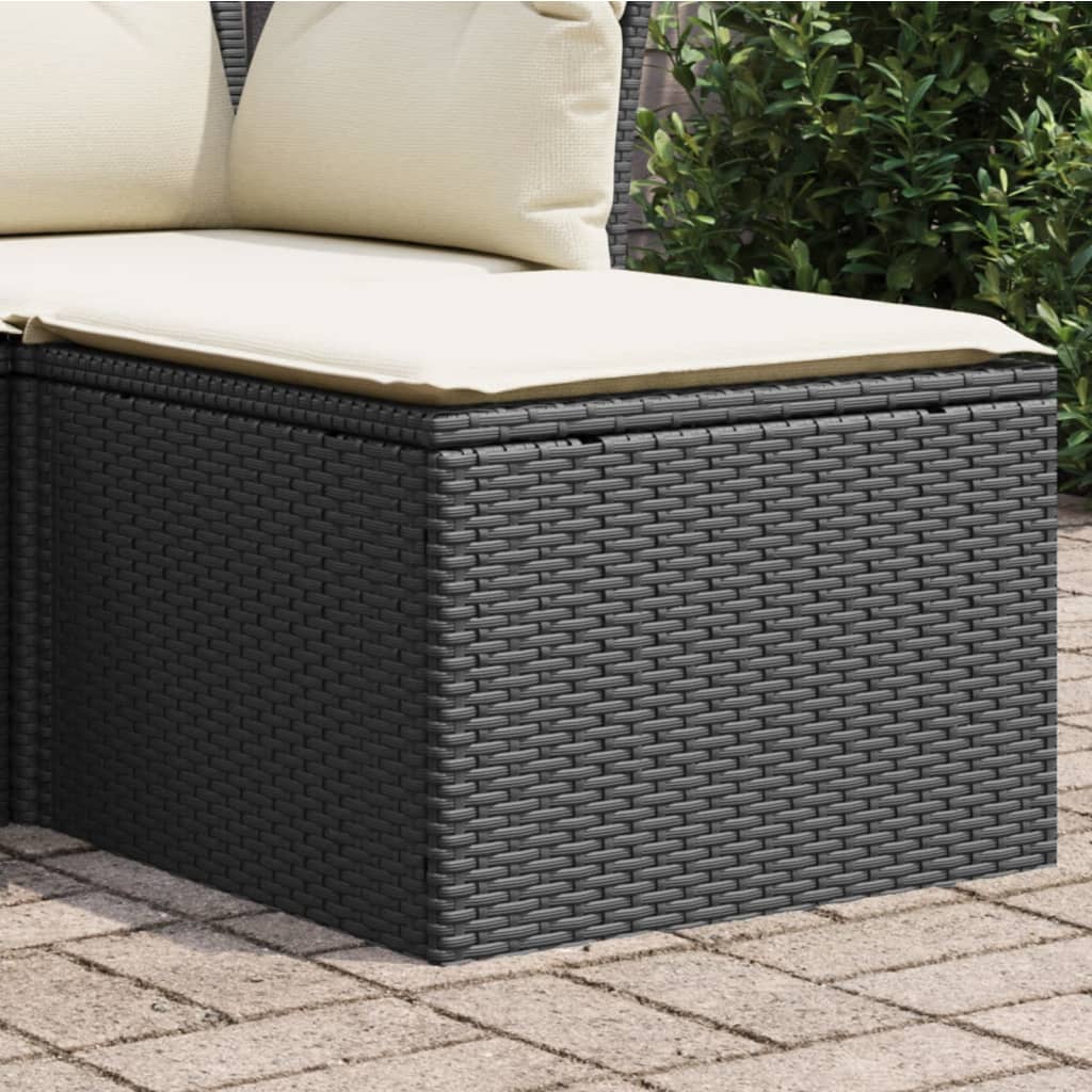 Vidaxl tuinkruk met kussen 55x55x37 cm poly rattan zwart