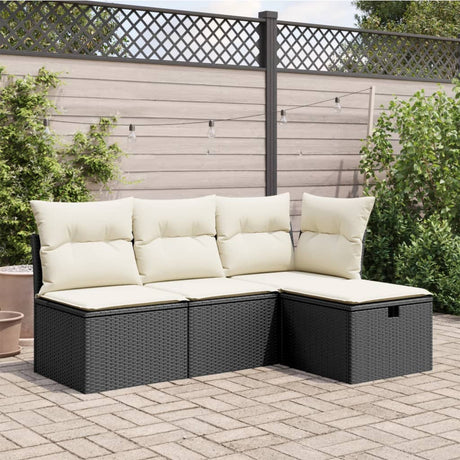 Vidaxl tuinkruk met kussen 55x55x37 cm poly rattan zwart