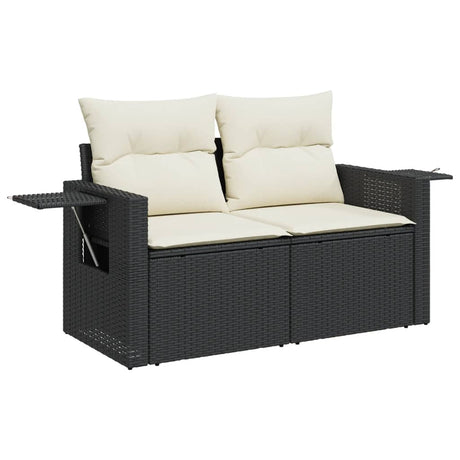 Vidaxl tuinbank 2-zits met kussens poly rattan zwart