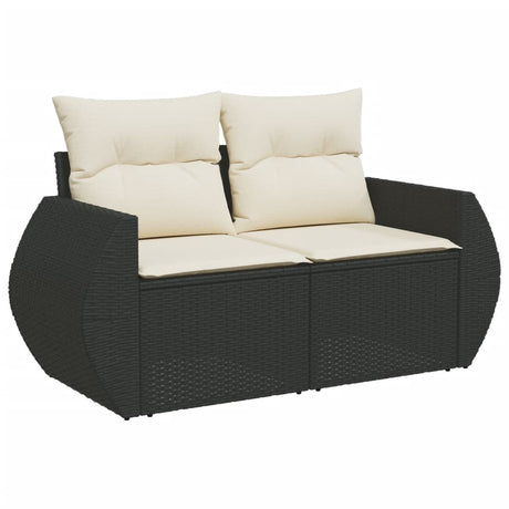 Vidaxl tuinbank 2-zits met kussens poly rattan zwart