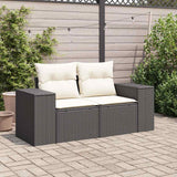 Vidaxl tuinbank 2-zits met kussens poly rattan zwart