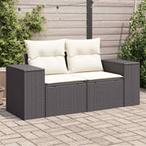 Vidaxl tuinbank 2-zits met kussens poly rattan zwart
