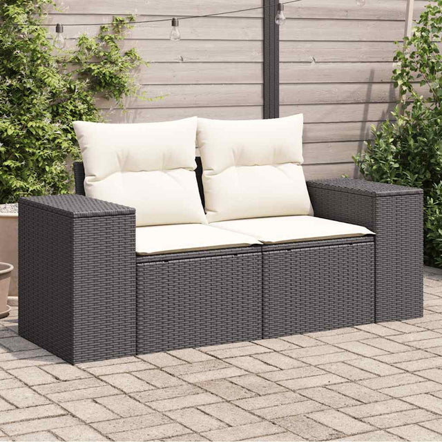 Vidaxl tuinbank 2-zits met kussens poly rattan zwart