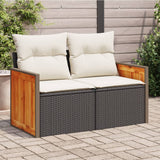 Vidaxl tuinbank 2-zits met kussens poly rattan zwart