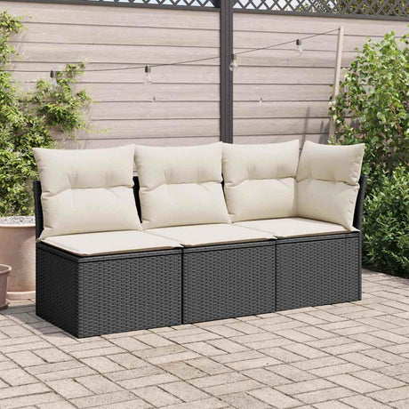 Vidaxl tuinhoekbank met kussens poly rattan zwart