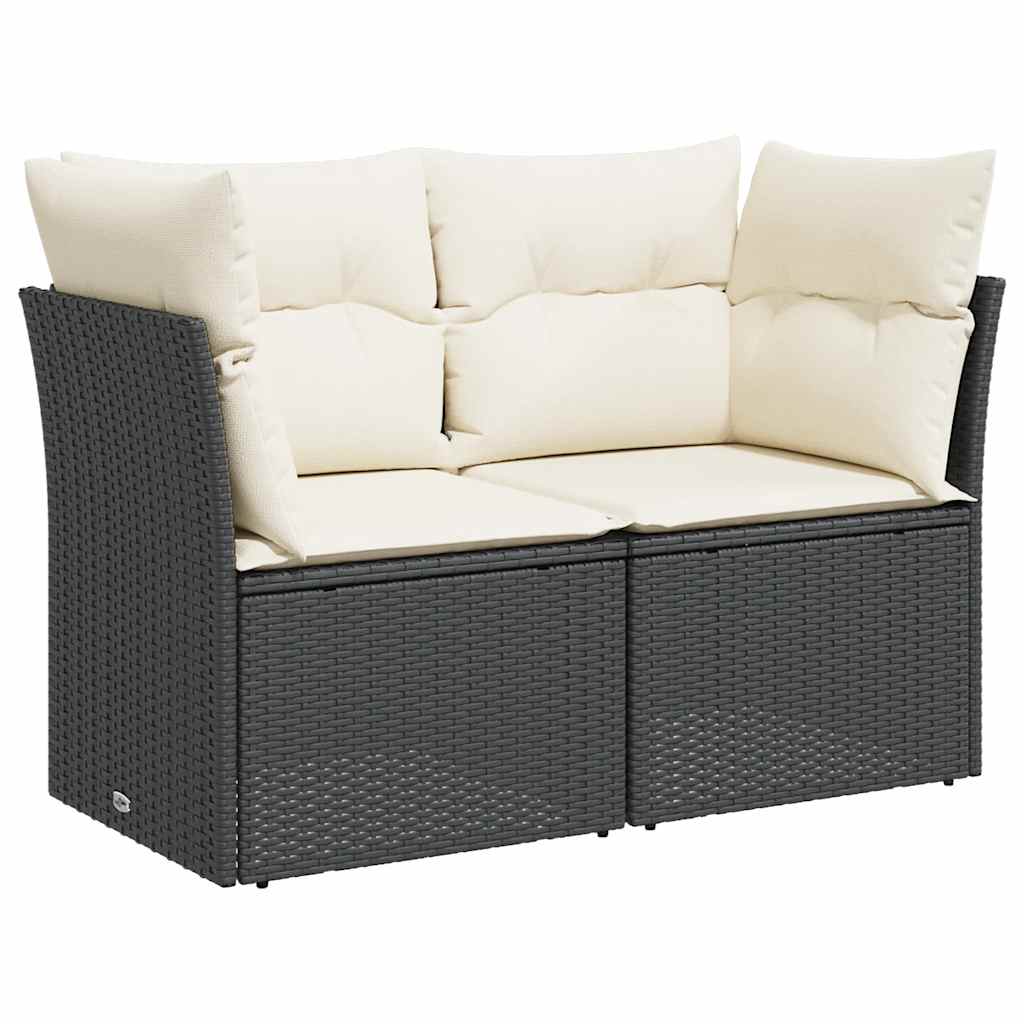 Vidaxl tuinbank 2-zits met kussens poly rattan zwart