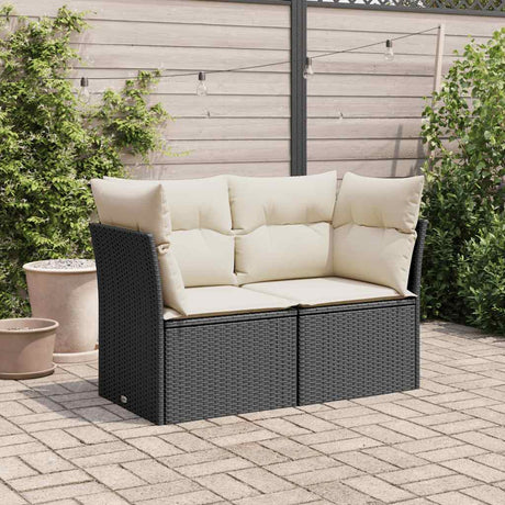 Vidaxl tuinbank 2-zits met kussens poly rattan zwart