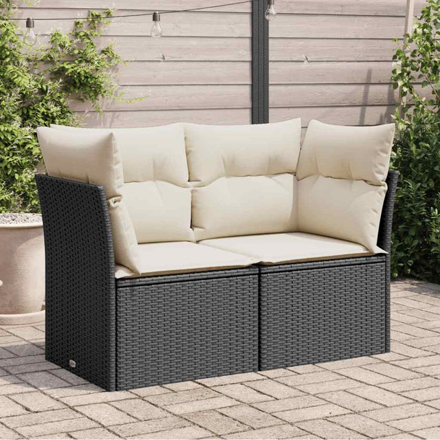 Vidaxl tuinbank 2-zits met kussens poly rattan zwart
