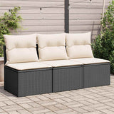 Vidaxl tuinbank 3-zits met kussens poly rattan zwart