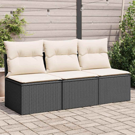 Vidaxl tuinbank 3-zits met kussens poly rattan zwart