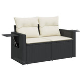 Vidaxl tuinbank 2-zits met kussens poly rattan zwart