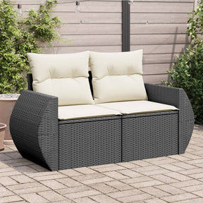 Vidaxl tuinbank 2-zits met kussens poly rattan zwart