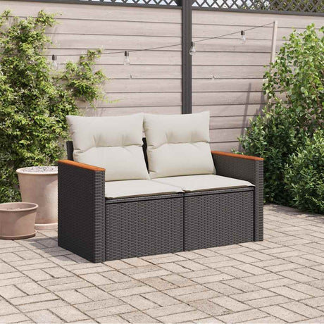 Vidaxl tuinbank 2-zits met kussens poly rattan zwart