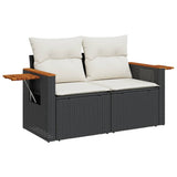 Vidaxl tuinbank 2-zits met kussens poly rattan zwart