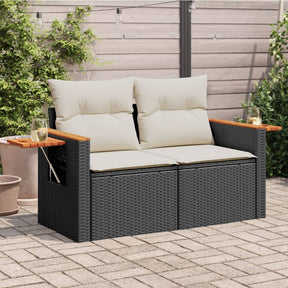 Vidaxl tuinbank 2-zits met kussens poly rattan zwart