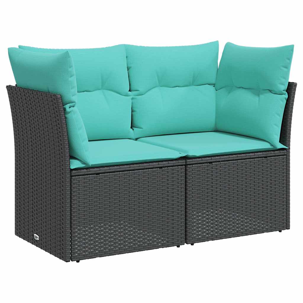 Vidaxl tuinbank 2-zits met kussens poly rattan zwart